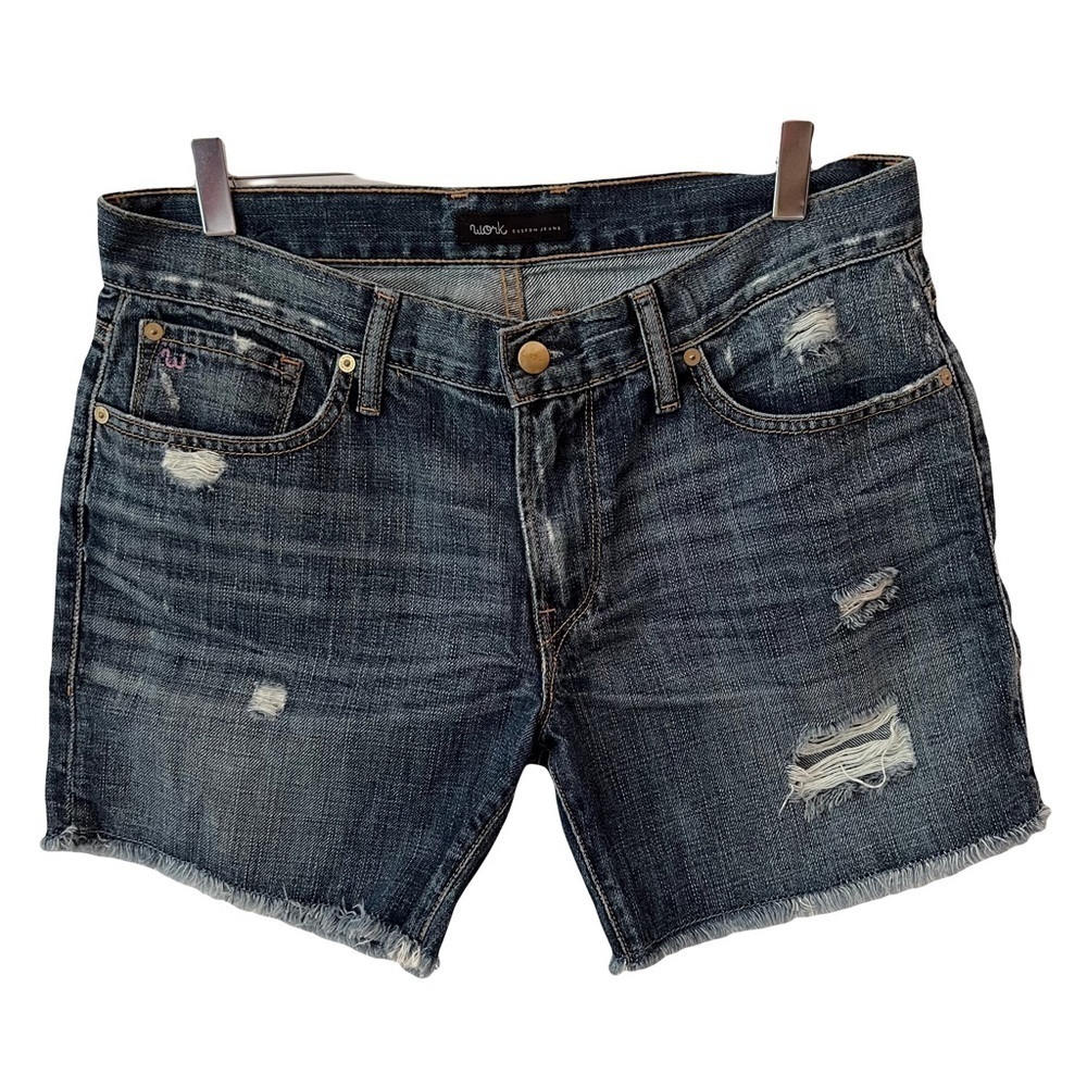 Work Custom Jeans Frayed Hem Distressed Jean Shorts Size 30